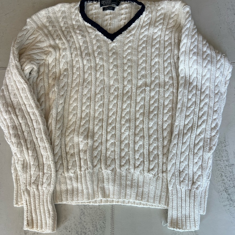 Polo by Ralph Lauren Cream V-Neck Sweater